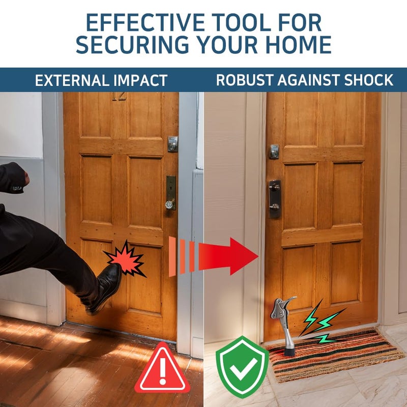 Hashi One Touch Kickdown Door Stopper, Door Holder, Heavy Duty Door Stops, Bottom of Door, Height-Adjustable Rubber Tips by HASHI (Black 4 inch x 2pack) - Image 3